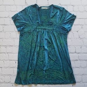 Unity World Wear Blue Silky Top Sz Medium